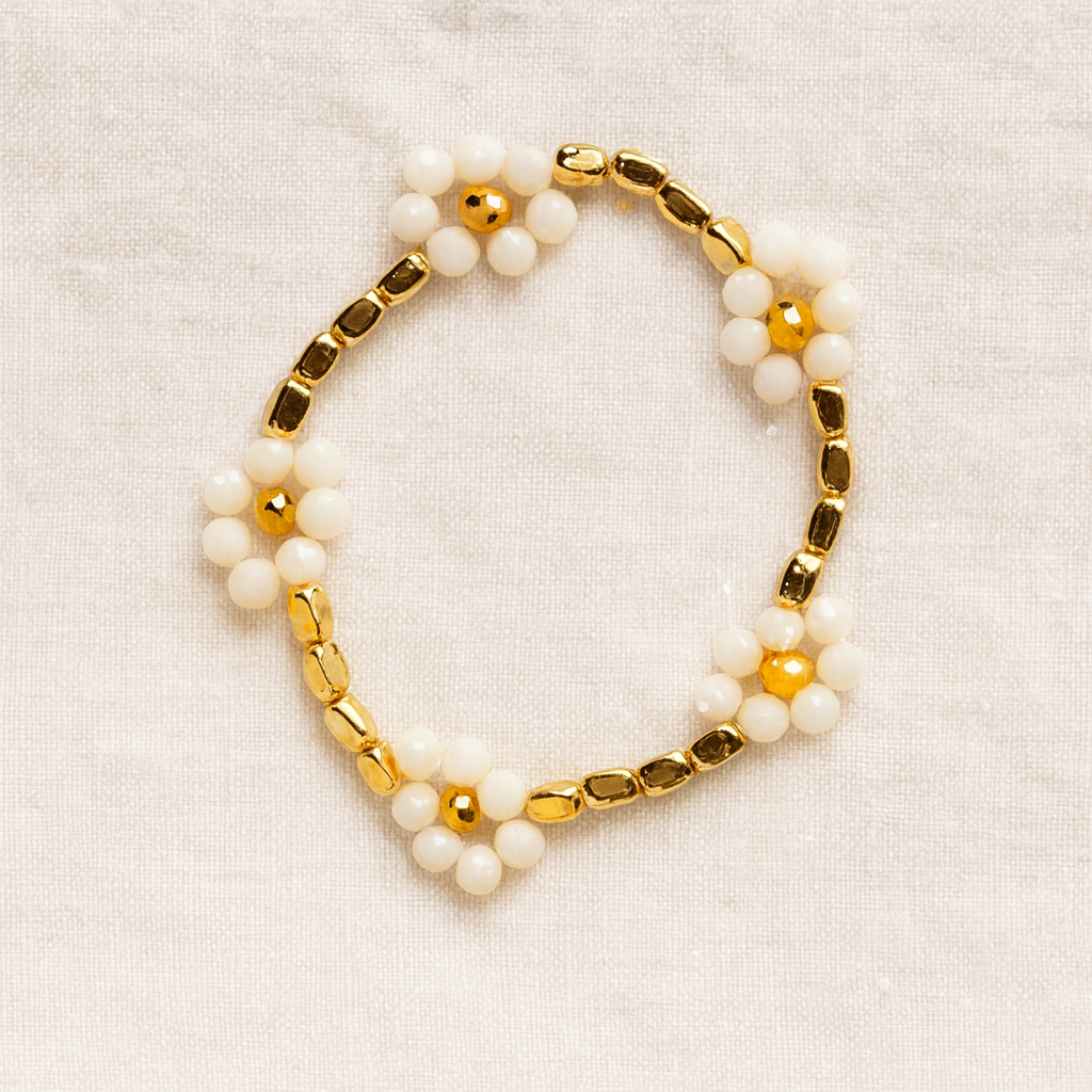 Golden Daisy Beaded Bracelet