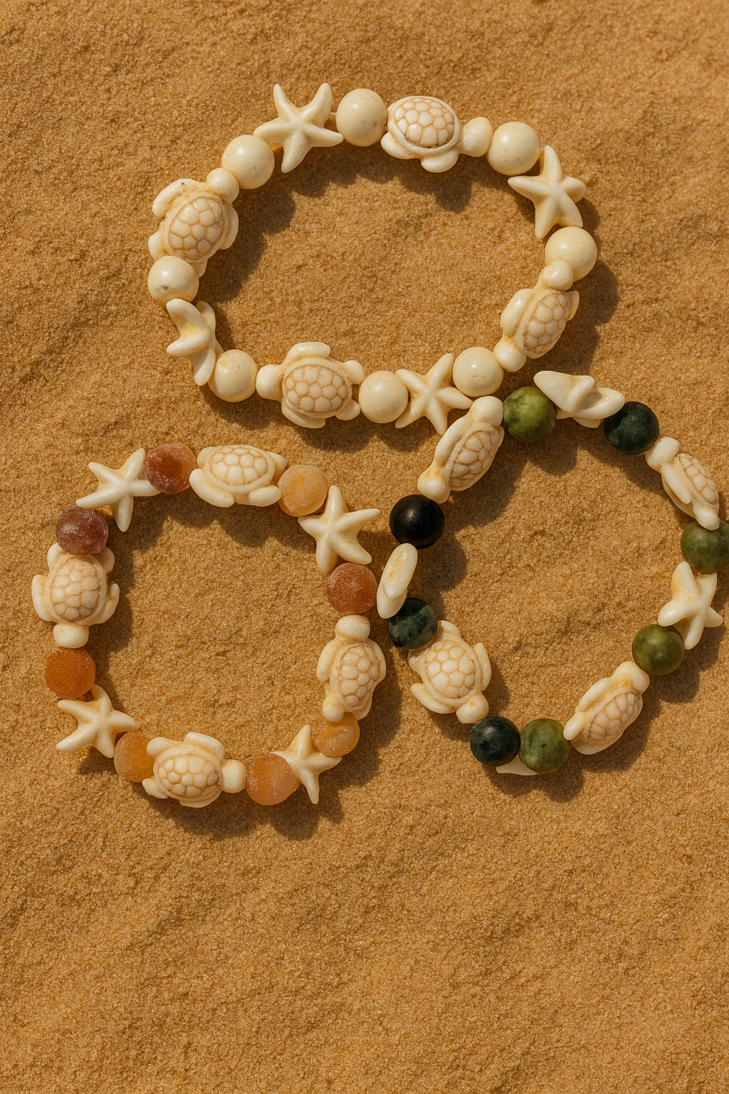 Sea Turtle & Starfish Beaded Bracelet – Ocean-Inspired Style 🌊
