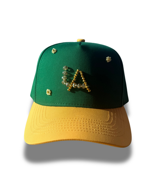 Green and Yellow LA Baseball Cap – Rhinestone Bling Snapback Hat for Women & Men
