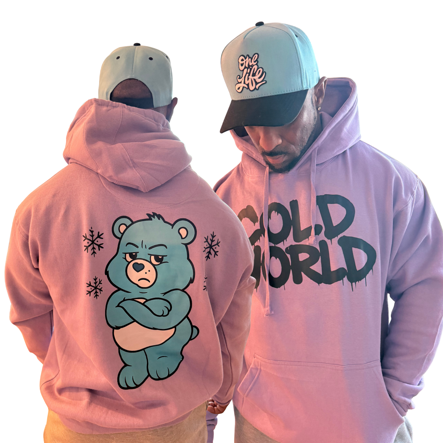 Cold World Hoodie π | Oversized Streetwear | Grumpy Blue Bear Graphic Hoodie | Cozy Winter Vibe