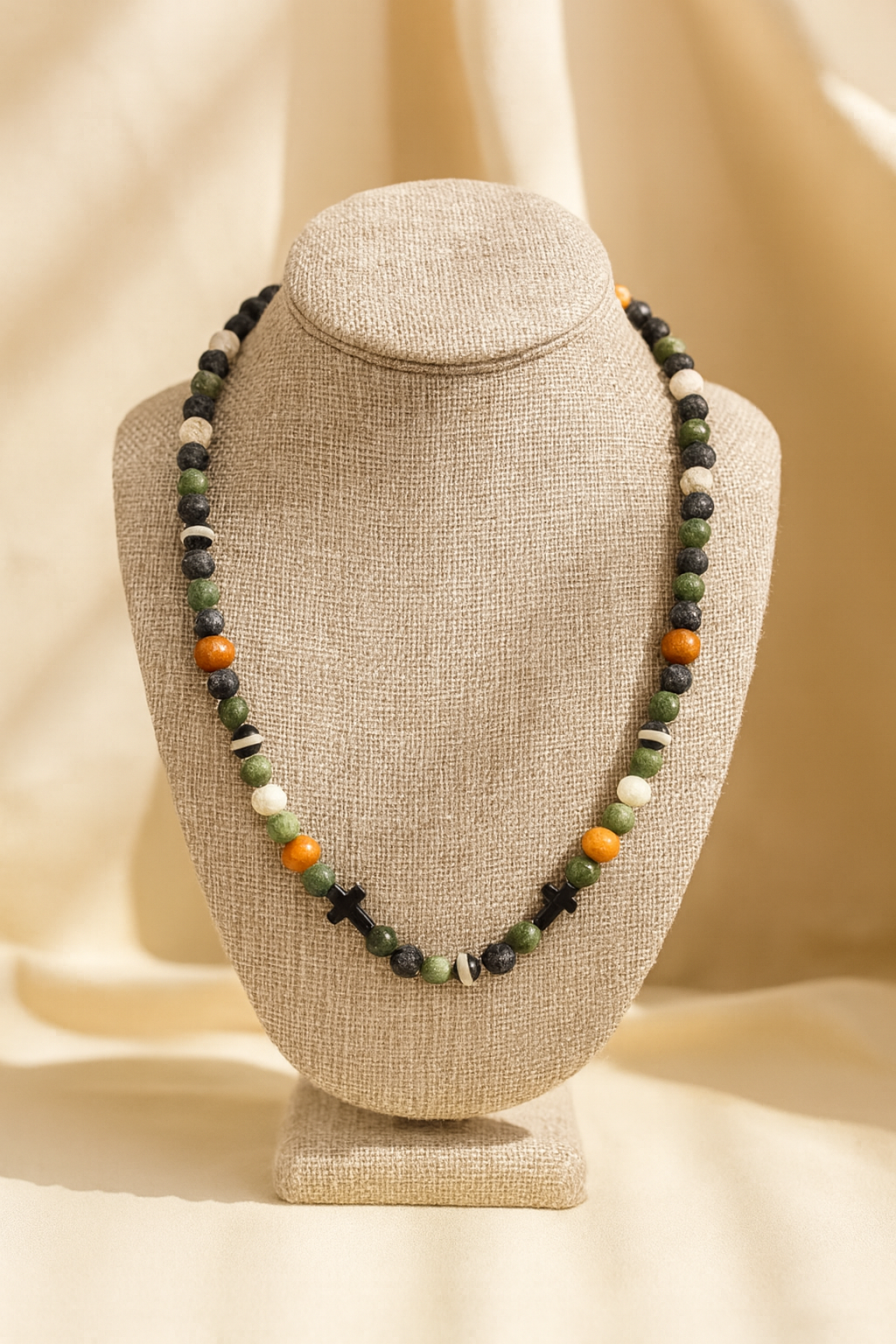 Handcrafted Earthstone Cross Necklace – Bold Faith, Natural Power