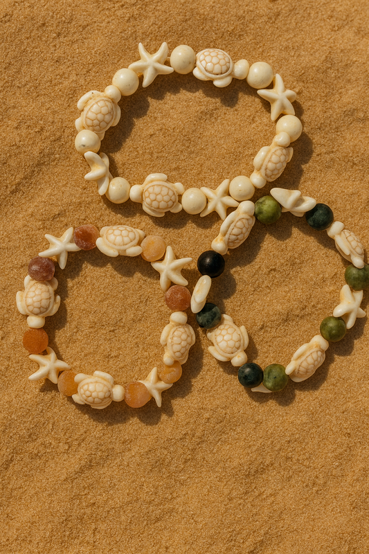 Sea Turtle & Starfish Beaded Bracelet – Ocean-Inspired Style 🌊